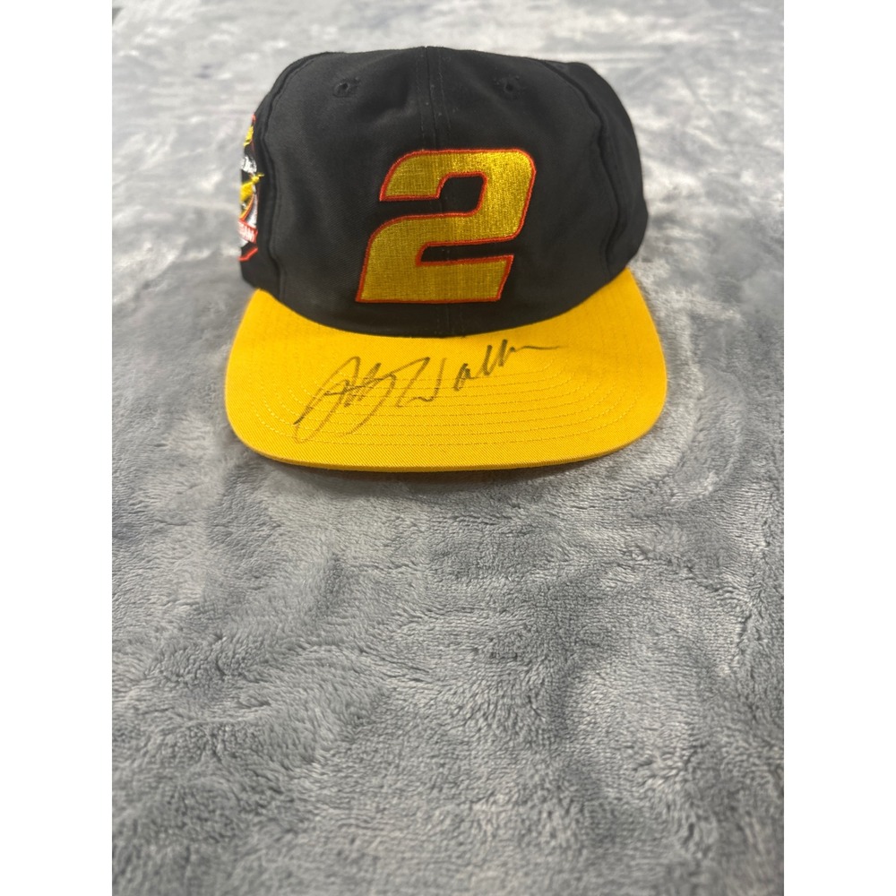 Vintage Rusty Wallace Miller Genuine Draft NASCAR Hat #2 Black Yellow Strapback